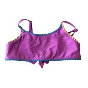 Limeapple Girls Bikini Top Embroidered Trim Purple 10